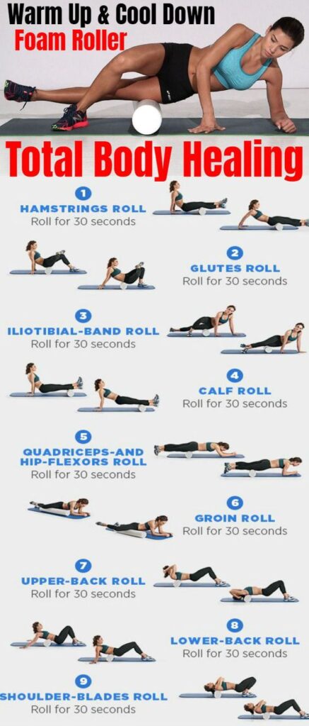 warm up foam rolling exercise infographic