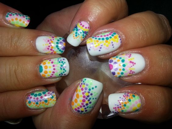 Colorful Polka Dots Nail Art Design