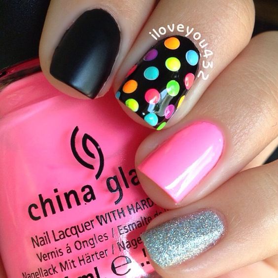 Quirky Nail Art with Colorful Polka Dots