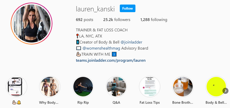 Lauren Kanski fitness Instagrammer