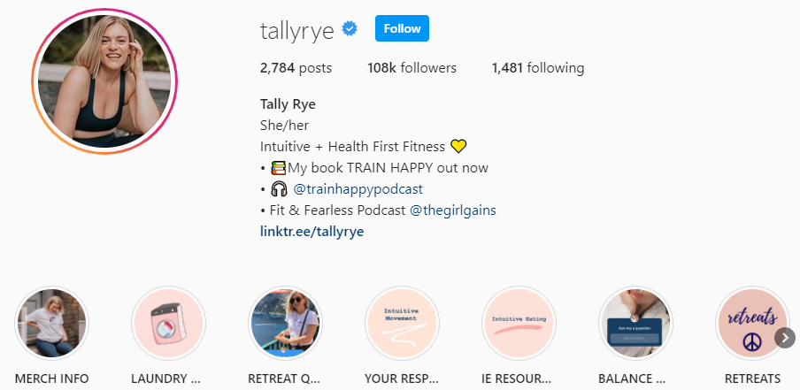Tally Rye Health and fitness instagrammer