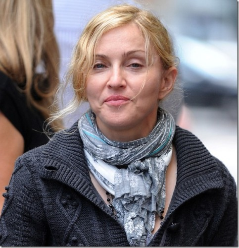 Madonna No Makeup Look in Winter Attire