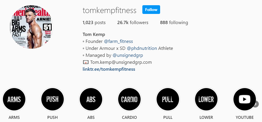 Tom Kemp Athlete and fitness instagrammer
